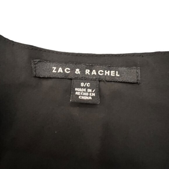 NWT Zac & Rachel Black Long Sleeve Blouse Size Small Lace Up Neckline Sheer Flow - Picture 9 of 15